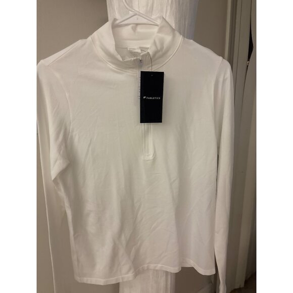 Fabletics Womens Medium White Half-Zip Pullover Long Sleeve Top Athletic - Picture 1 of 14